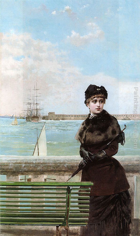 An elegant Woman at St. Malo painting - Vittorio Matteo Corcos An elegant Woman at St. Malo art painting